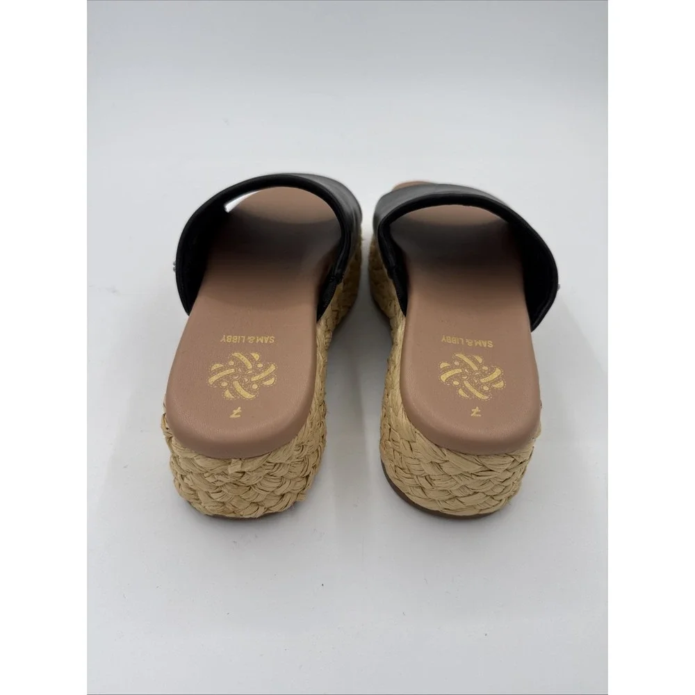 Sam & Libby Black Platform Espadrille Size 7